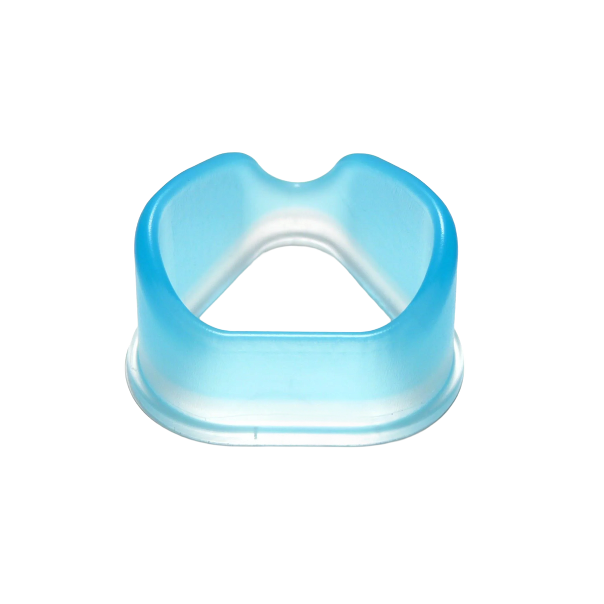 ComfortGel nasal CPAP mask cushion in translucent blue, shown from a front-facing angle.