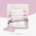 ZzzTape mouth tape in a clear resealable pouch with one pink tape strip shown in front.