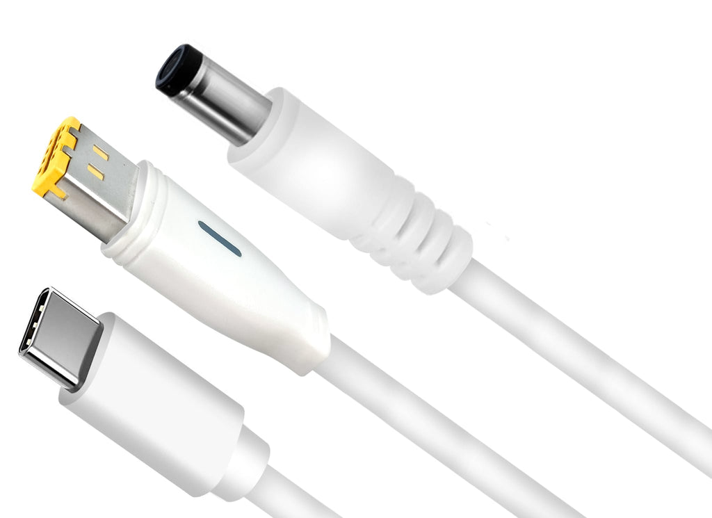 cpaphero battery cable showing white USB-C and DC power connector ends