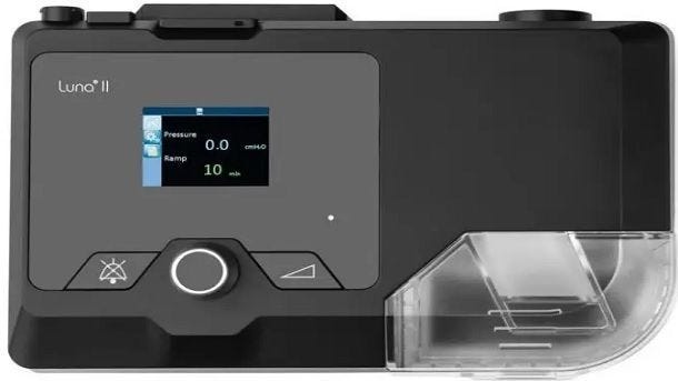 3b medical luna II cpap machine top view