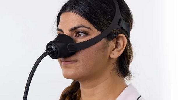 somnera nasal mask on woman side view