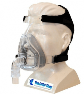 CPAP mask on mannequin head. 