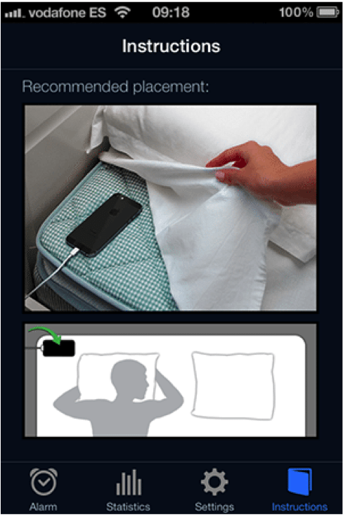 Recommended placement of phone during sleep.