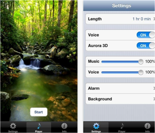 Screenshot of the Pzizz phone app.