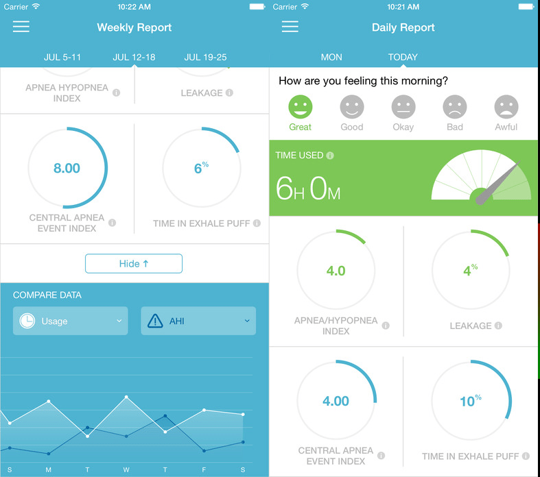 Screenshot of DeVilbiss’ SmartLink for Intellipap CPAP machines.