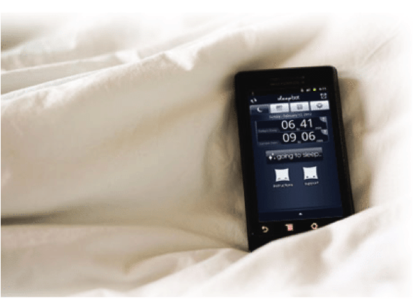 Sleepbot app on mobile phone.
